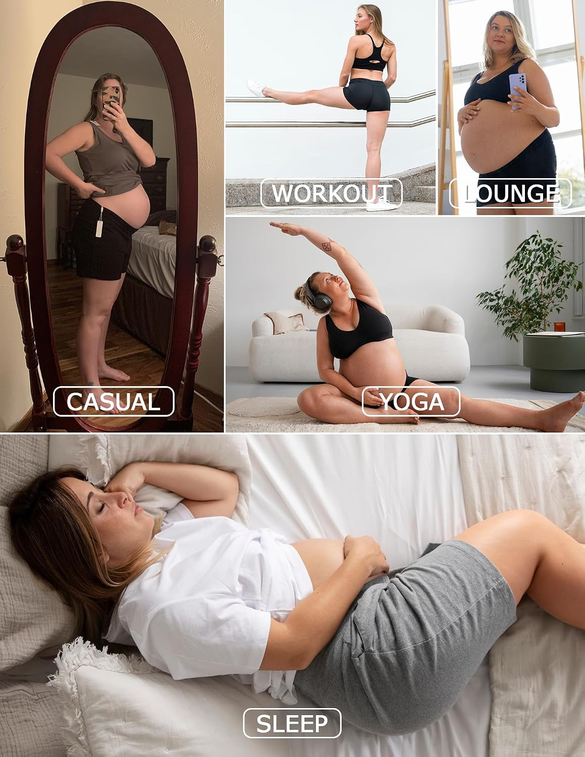 Women'S Maternity Shorts Lounge Sleep Pajama Workout Comfy Stretchy Pregnancy Shorts