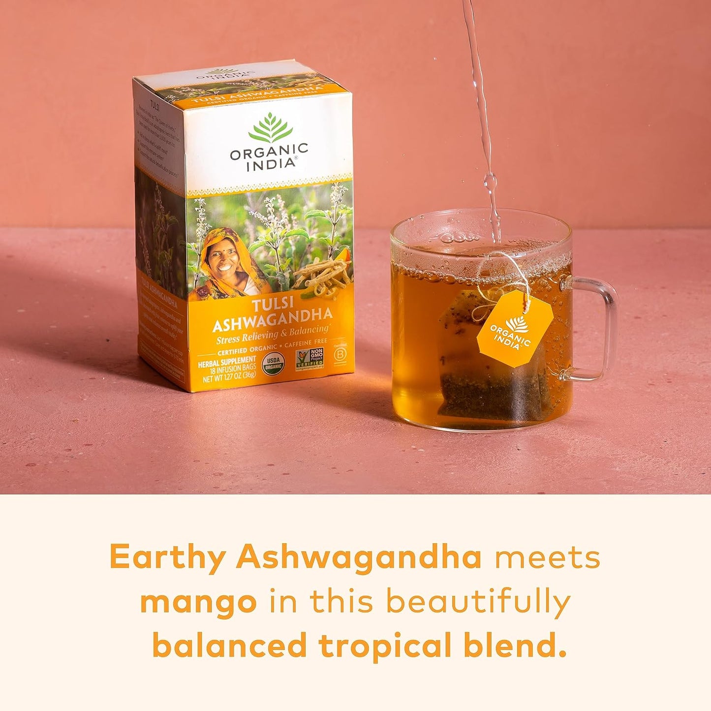 Calming Tulsi Ashwagandha Herbal, 18 Infusion Bags, 3 Pack