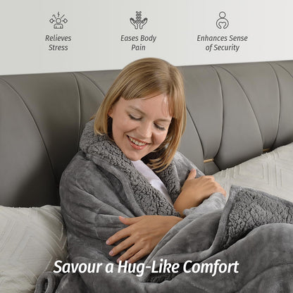 Sherpa Fleece Weighted Blanket for Adult 15 Lbs King 80"X87" Grey