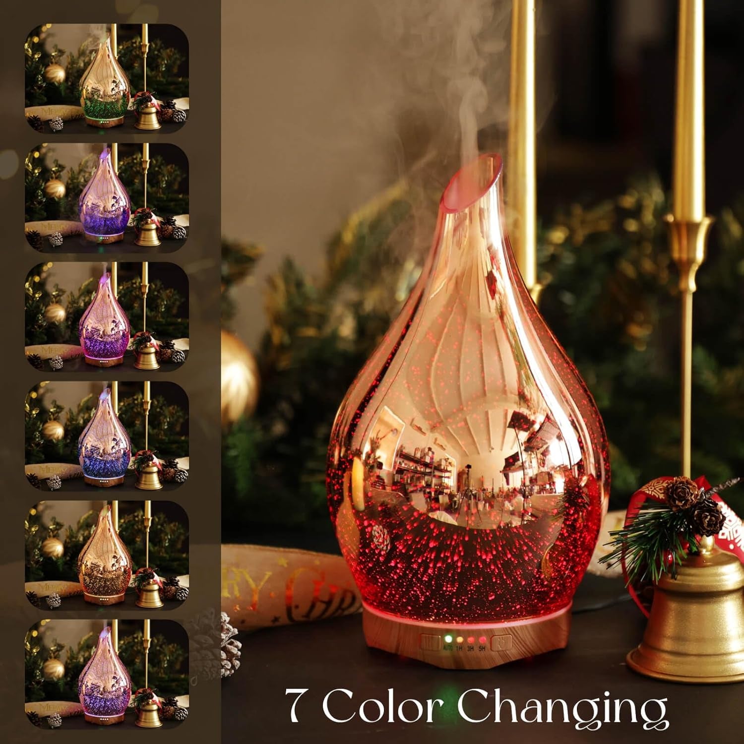 Essential Oil Diffuser 280Ml Handmade Glass Diffuser 7H Runtime