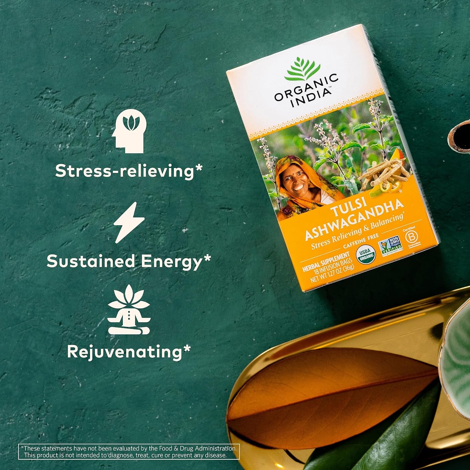 Calming Tulsi Ashwagandha Herbal, 18 Infusion Bags, 3 Pack
