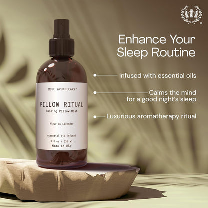 Pillow Ritual - Aromatic, Calming and Relaxing Pillow Mist, Linen and Fabric Spray - Infused with Natural Aromatherapy Essential Oils - 8 Oz, Fleur Du Lavender