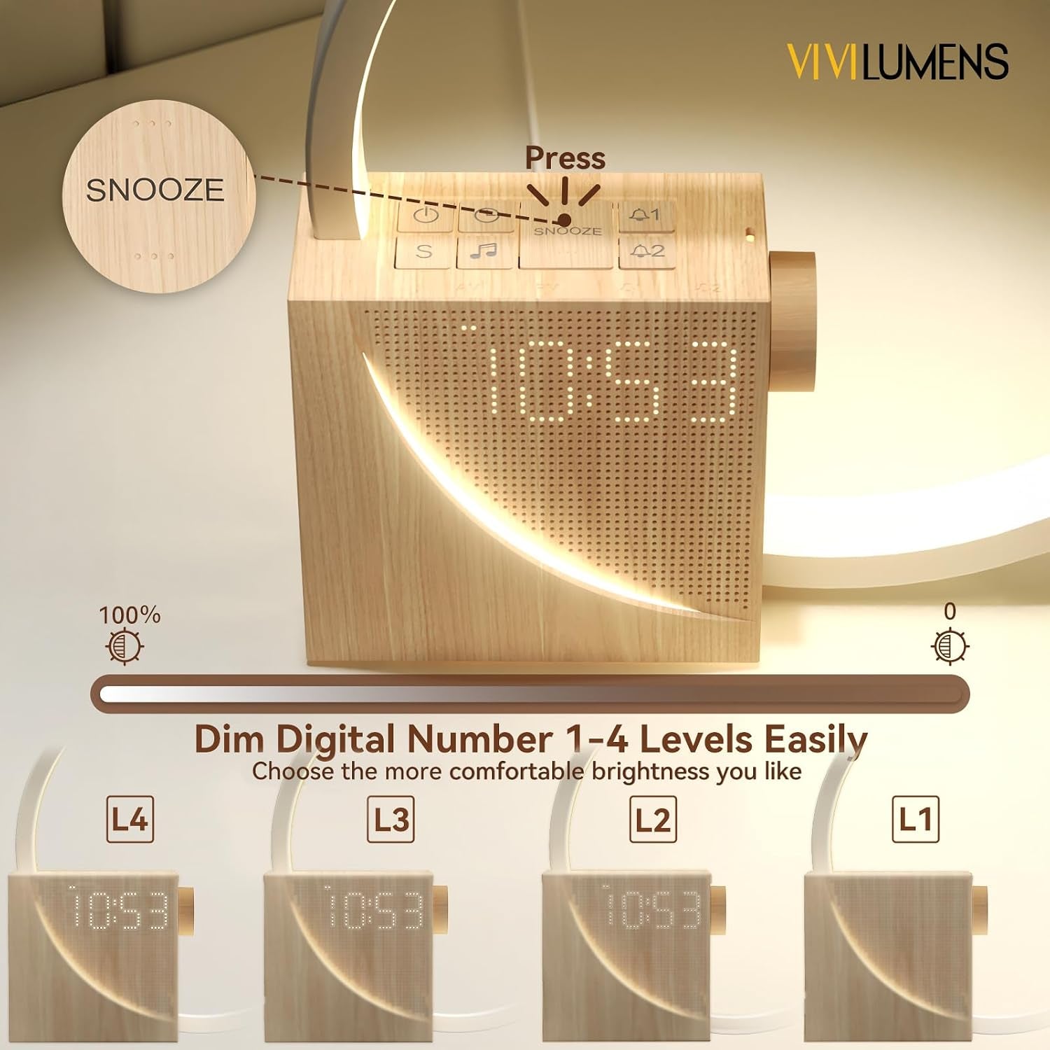 Sunrise Alarm Clock Sound Machine Nightlight, Gradual Wake up Light, Digital Dimmable Clock, 10 White Noise Sleep Sounds, Snooze, Dual Clocks for Heavy Sleeper Adult, Decor Gifts for Women