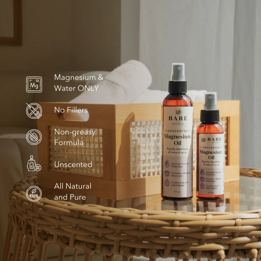 Magnesium Oil Spray Unscented 4 Fl Oz | Sourced from the Dead Sea, Made in Wisconsin
