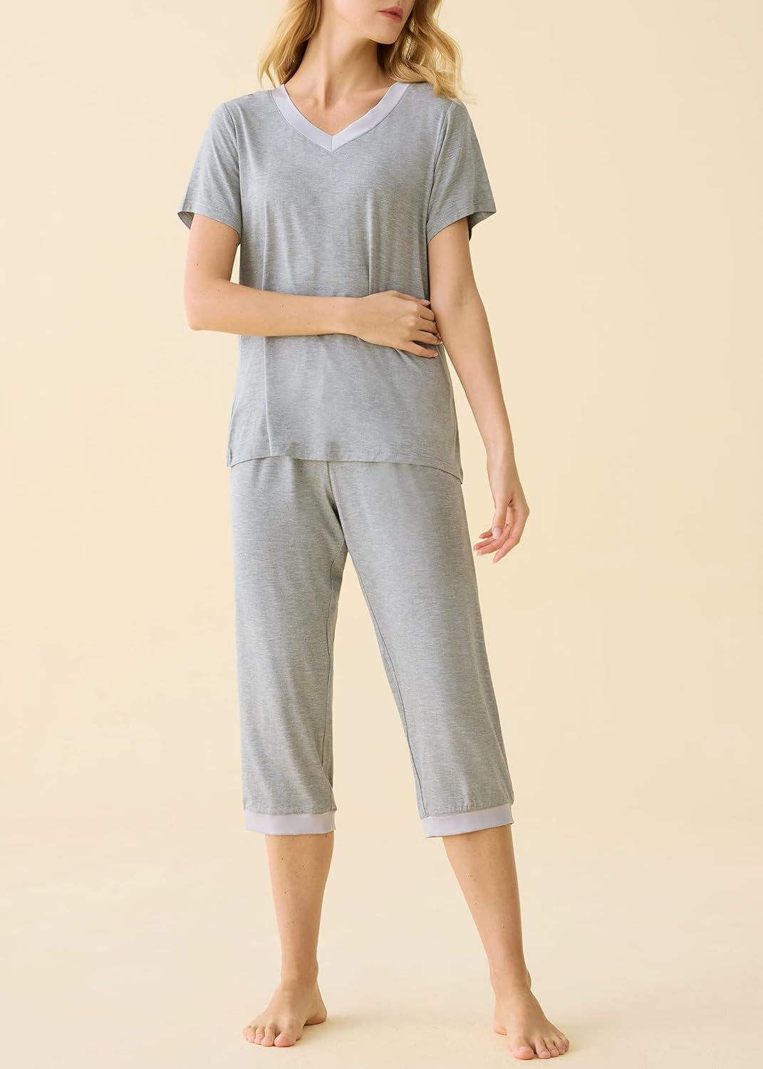 Women'S Sleepwear Tops with Capri Pants Pajama Sets