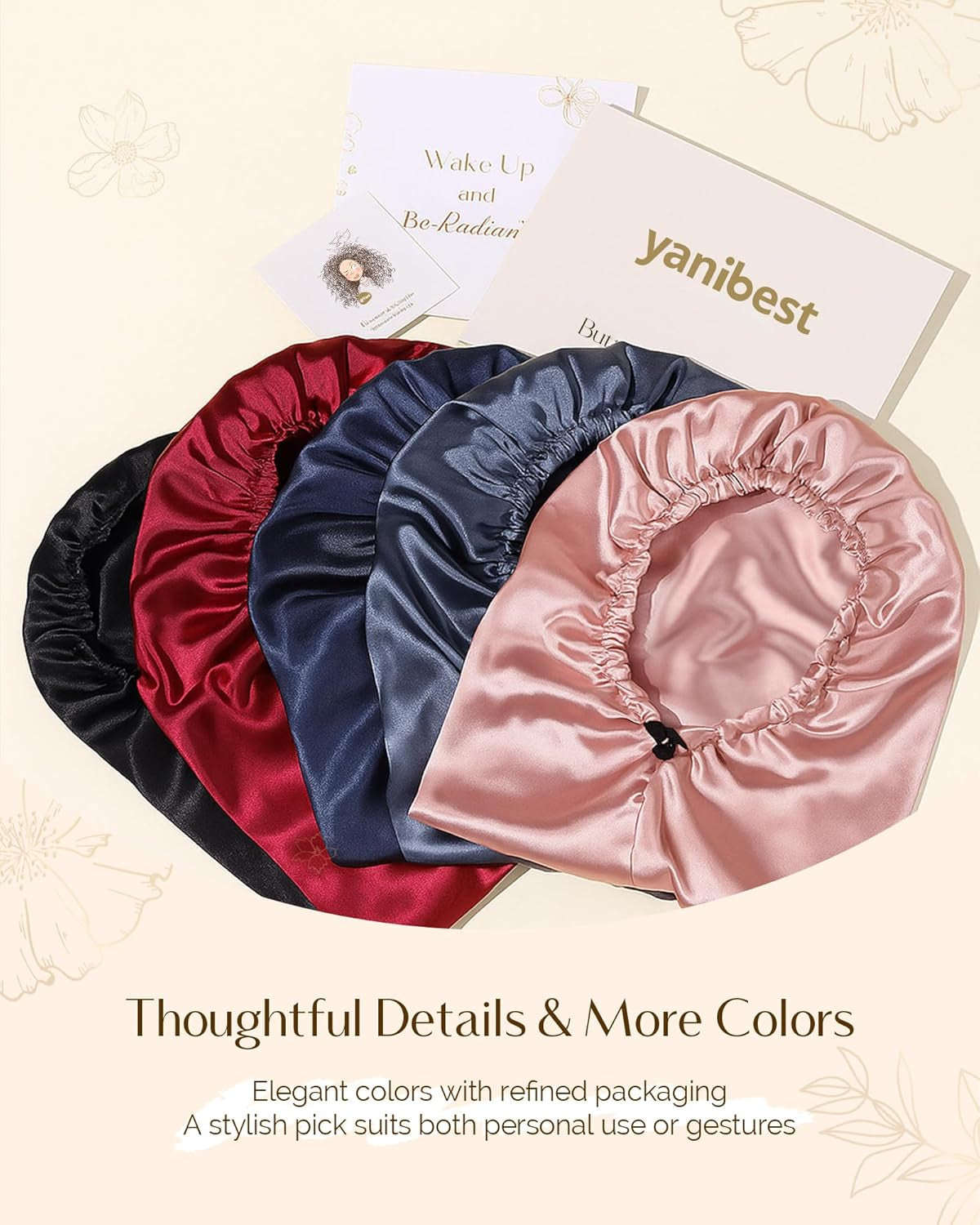 Adjustable Satin Sleep Bonnet, Double Layer Extra Long Hair Bonnet