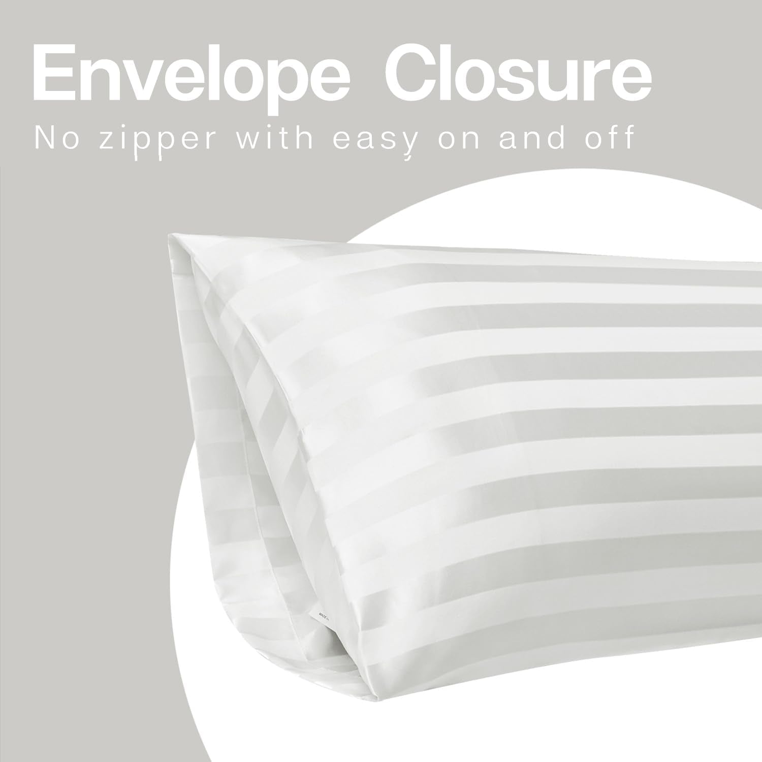 Satin Body Pillow Case, 20"X 54", Ivory Striped, Set of 1