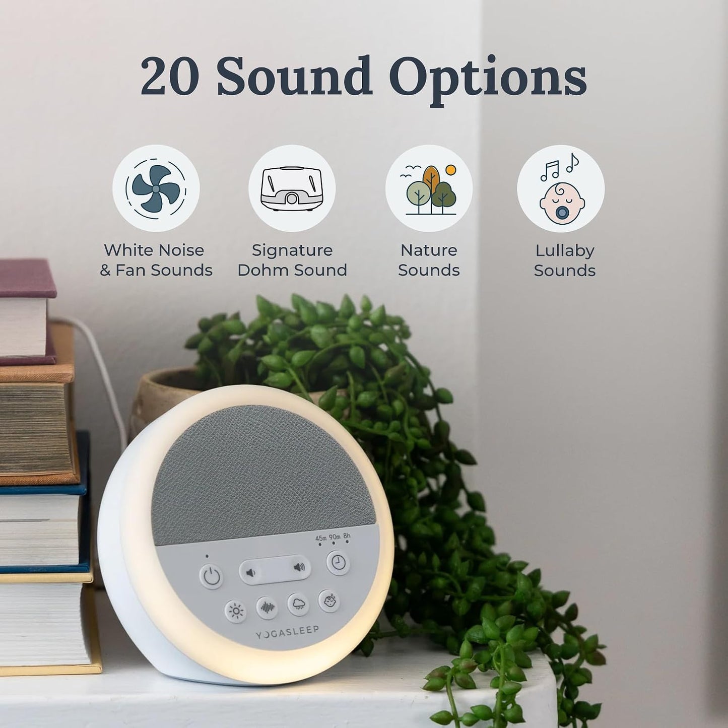 Nod White Noise Sound Machine, with Soft Night Light & Sleep Timer, 20 Sound Options Including Lullabies, Nature & Pink Noise, Sleep Aid for Baby & Adults, Noise Canceling for Office Privacy