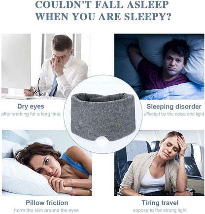 Cotton Sleep Eye Mask for Women Men - 100% Blocking Light Travel Blindfold, Soft Zero Pressure Grey Eyes Cover with Adjustable Velcro Strap for Side Sleeper Night Sleeping, Work Nap and Yoga