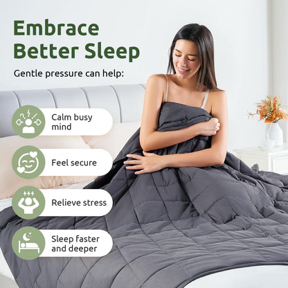 Cotton Weighted Blanket for Adults, King Size 80"X87" 30 Lbs | Cooling, Breathable and Soft; Filled with Glass Beads; Washable; Heavy Throw for Calming, Sleep and Nap; Dark Grey