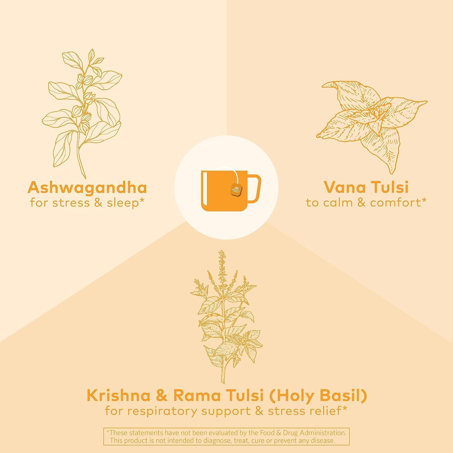 Calming Tulsi Ashwagandha Herbal, 18 Infusion Bags, 3 Pack