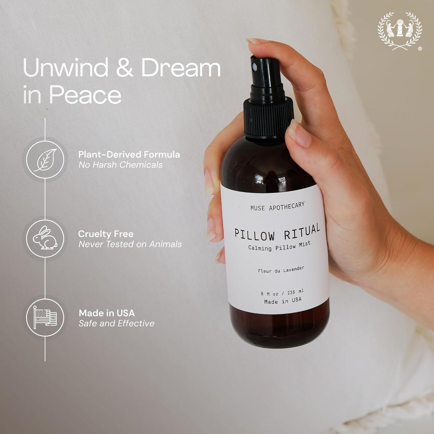 Pillow Ritual - Aromatic, Calming and Relaxing Pillow Mist, Linen and Fabric Spray - Infused with Natural Aromatherapy Essential Oils - 8 Oz, Fleur Du Lavender