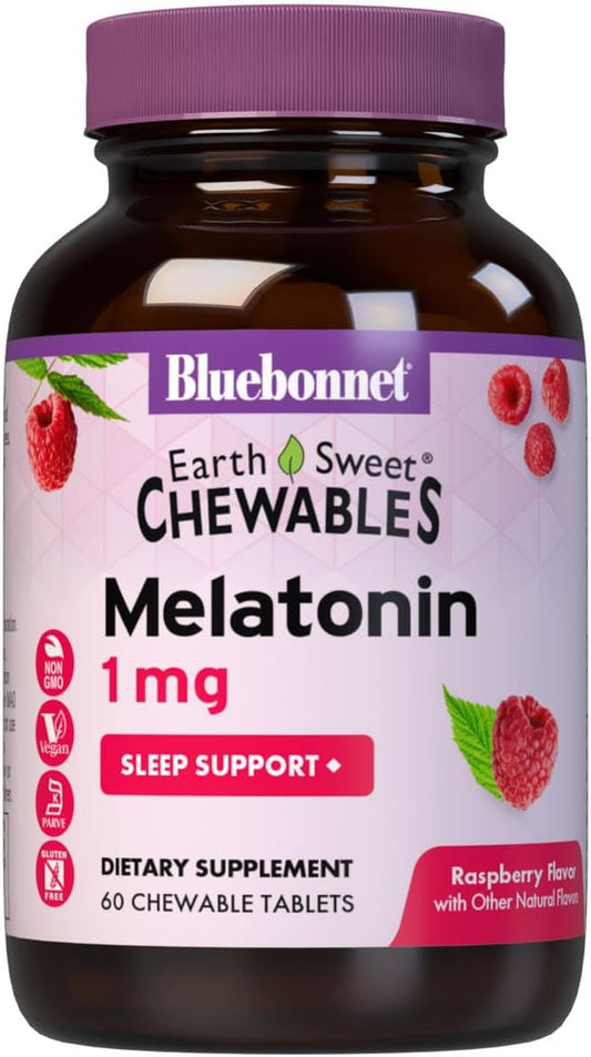 Earthsweet Melatonin 1Mg Chewable Tablets, Raspberry, 60Ct