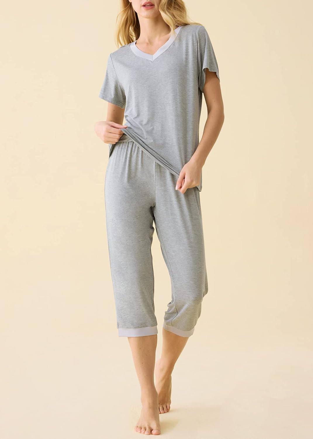 Women'S Sleepwear Tops with Capri Pants Pajama Sets
