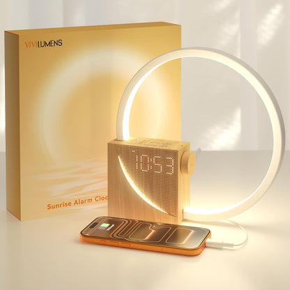 Sunrise Alarm Clock Sound Machine Nightlight, Gradual Wake up Light, Digital Dimmable Clock, 10 White Noise Sleep Sounds, Snooze, Dual Clocks for Heavy Sleeper Adult, Decor Gifts for Women