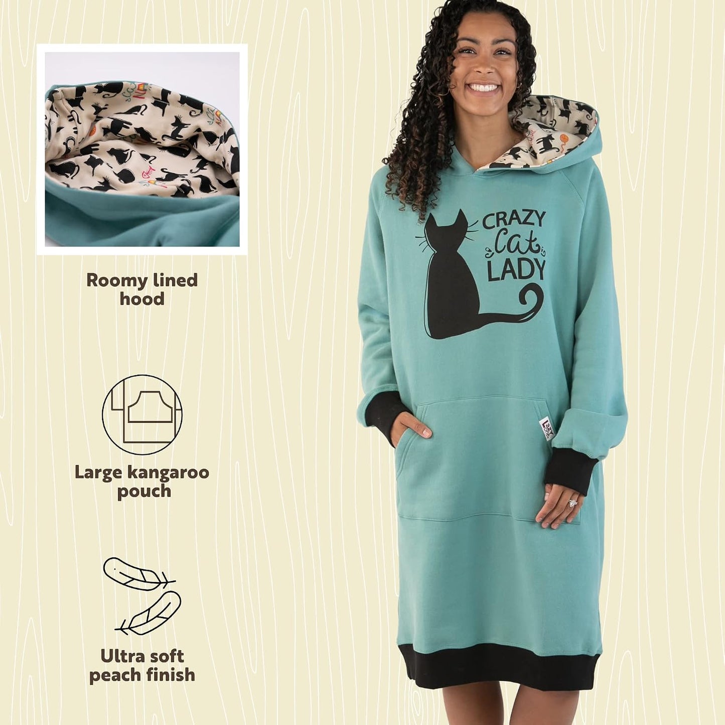 Lazyone Oversized Hoodie Sweatshirt, Comfortable Sleepwear, Sweater Dresses