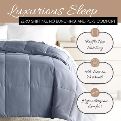 Twin Comforter - Stone - Soft and Lightweight down Alternative Comforters - Twin Size, Fits Twin XL