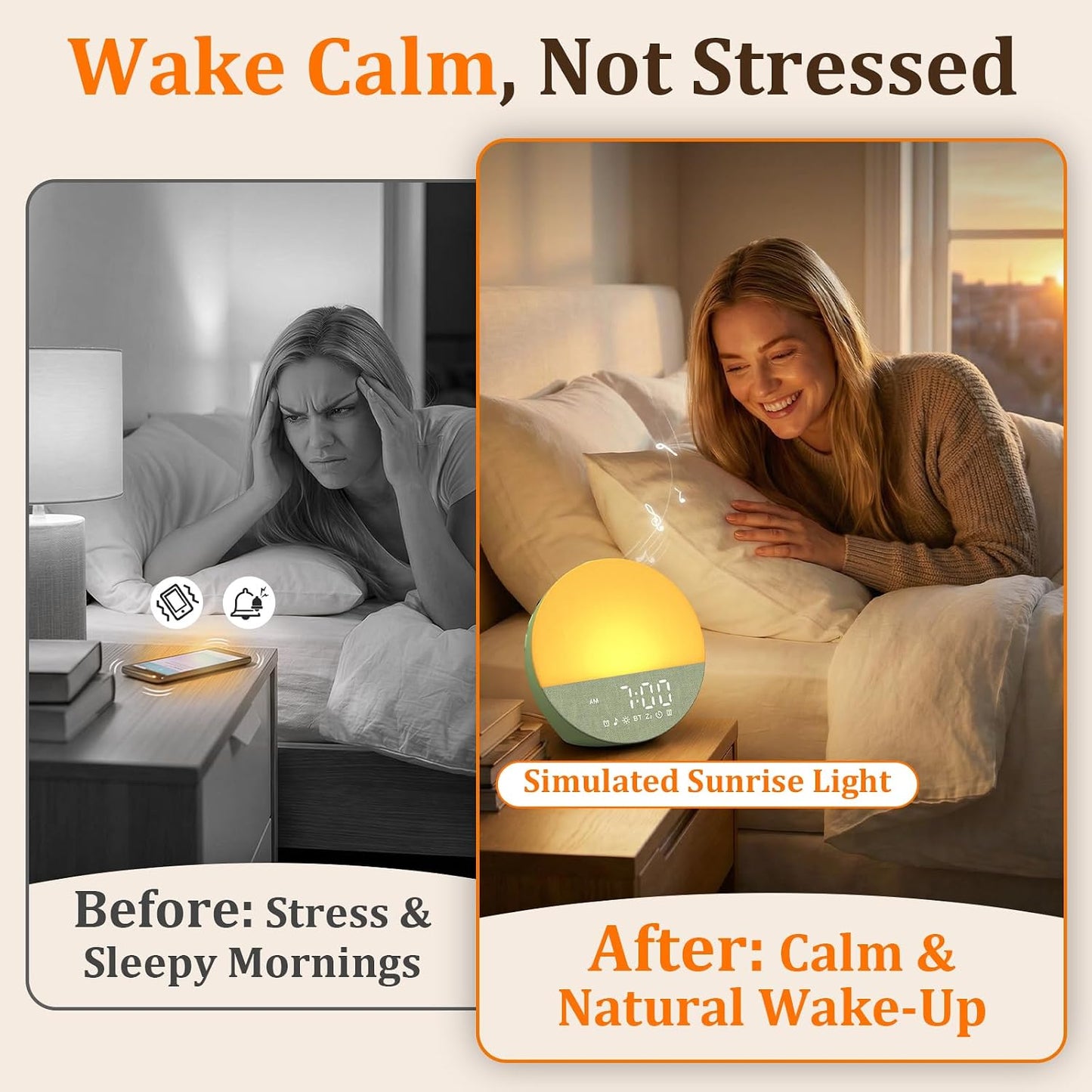 Sunrise Alarm Clock with Sound Machine, Gentle Wake up Light for Bedroom