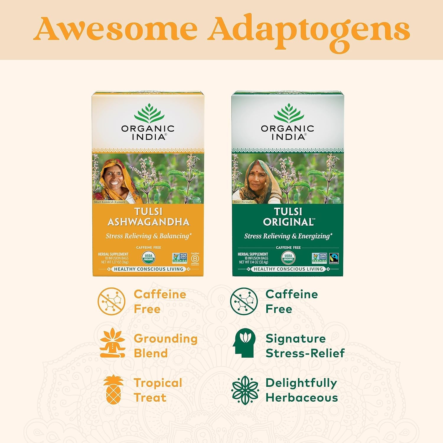 Calming Tulsi Ashwagandha Herbal, 18 Infusion Bags, 3 Pack