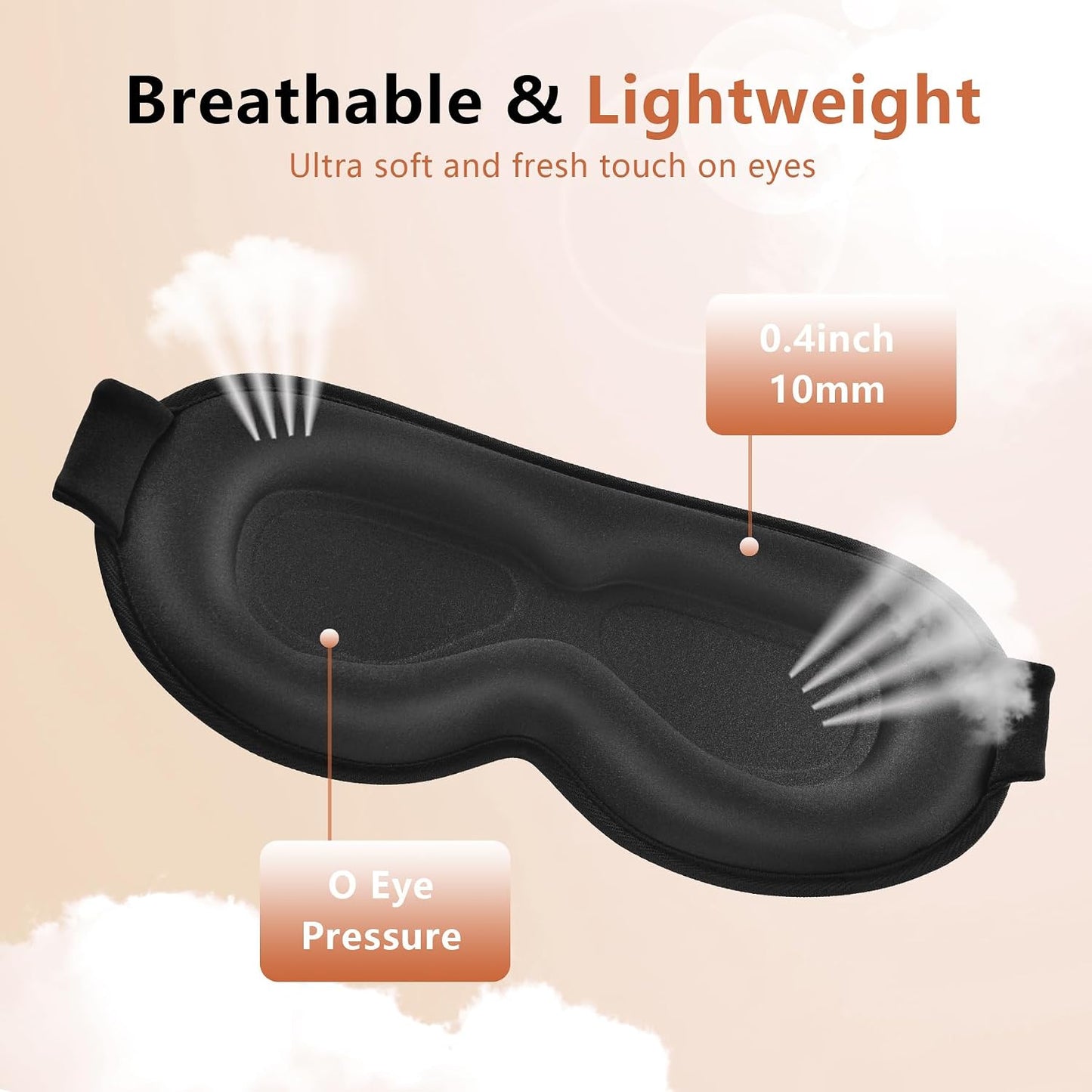 Sleep Mask for Side Sleeper Women Men, Eye Mask for Sleeping Light Blocking, 3D Contoured Cup Sleeping Mask, Soft Breathable Sleep Eye Mask with Adjustable Elastic Strap for Travel