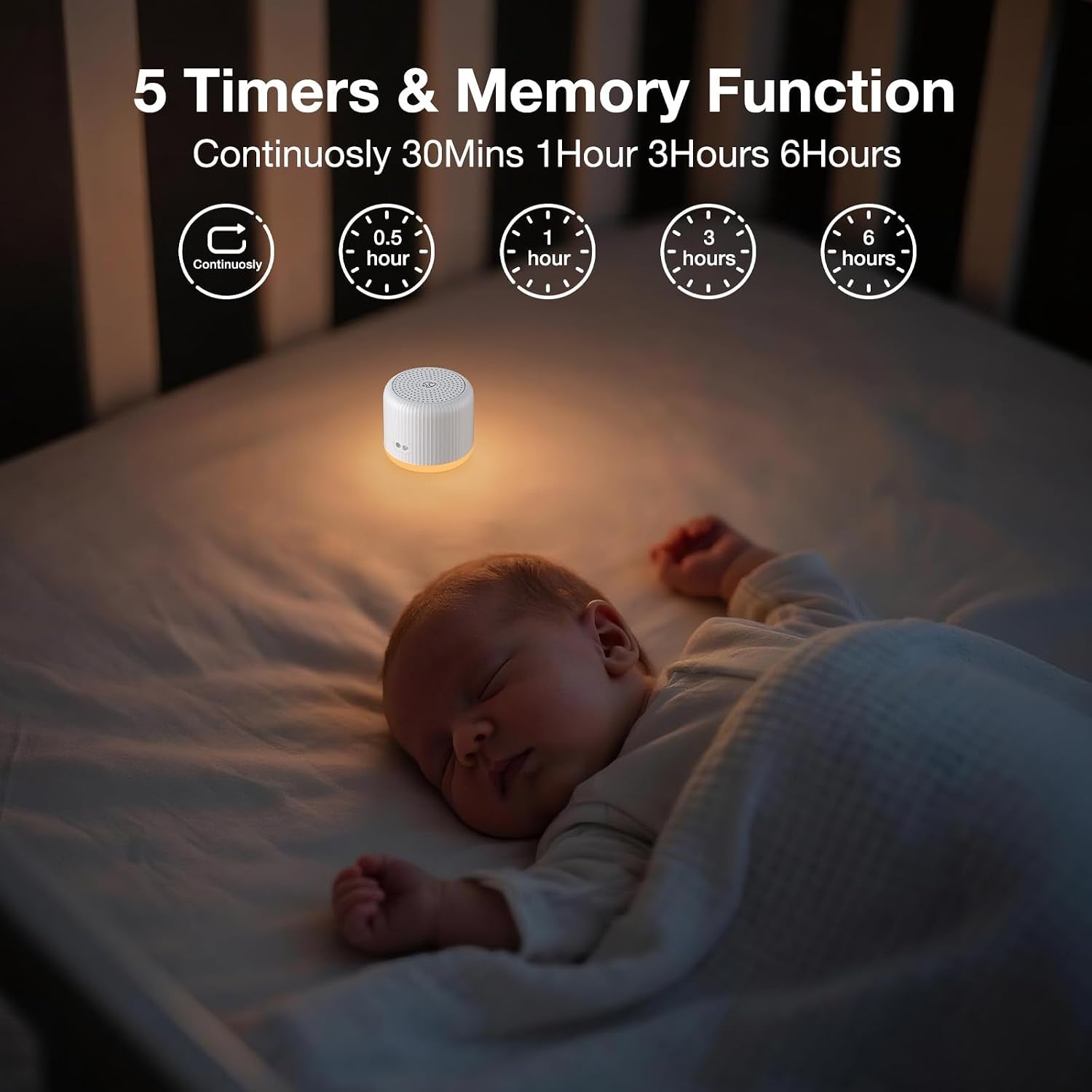 Portable Sound Machine,Travel Sound Machine with Light,15 Non-Looping Sound Timer and Memory Play, Mini White Noise Machine for Sleeping Office Privacy Travel Gift