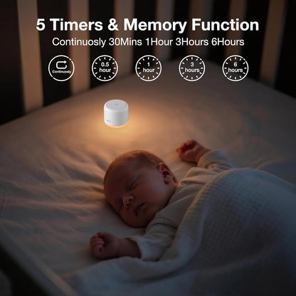 Portable Sound Machine,Travel Sound Machine with Light,15 Non-Looping Sound Timer and Memory Play, Mini White Noise Machine for Sleeping Office Privacy Travel Gift