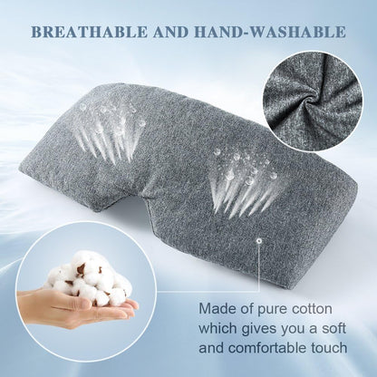Cotton Sleep Eye Mask for Women Men - 100% Blocking Light Travel Blindfold, Soft Zero Pressure Grey Eyes Cover with Adjustable Velcro Strap for Side Sleeper Night Sleeping, Work Nap and Yoga