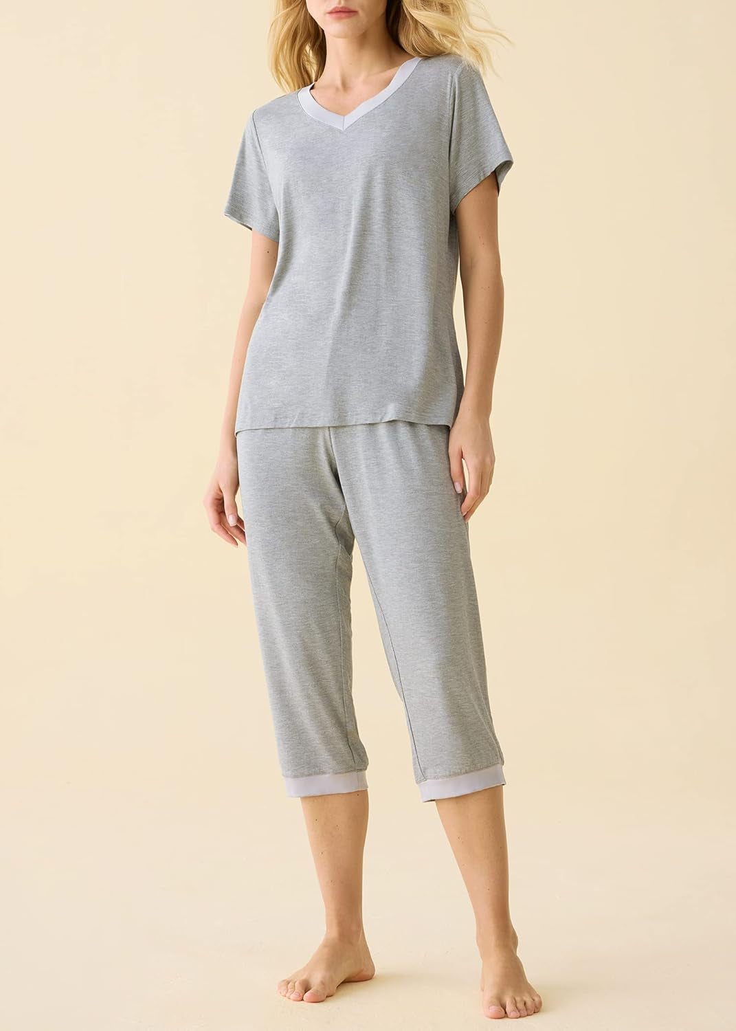 Women'S Sleepwear Tops with Capri Pants Pajama Sets