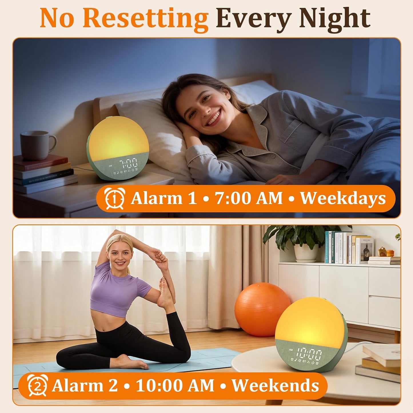 Sunrise Alarm Clock with Sound Machine, Gentle Wake up Light for Bedroom