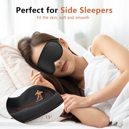 Sleep Mask for Side Sleeper Women Men, Eye Mask for Sleeping Light Blocking, 3D Contoured Cup Sleeping Mask, Soft Breathable Sleep Eye Mask with Adjustable Elastic Strap for Travel