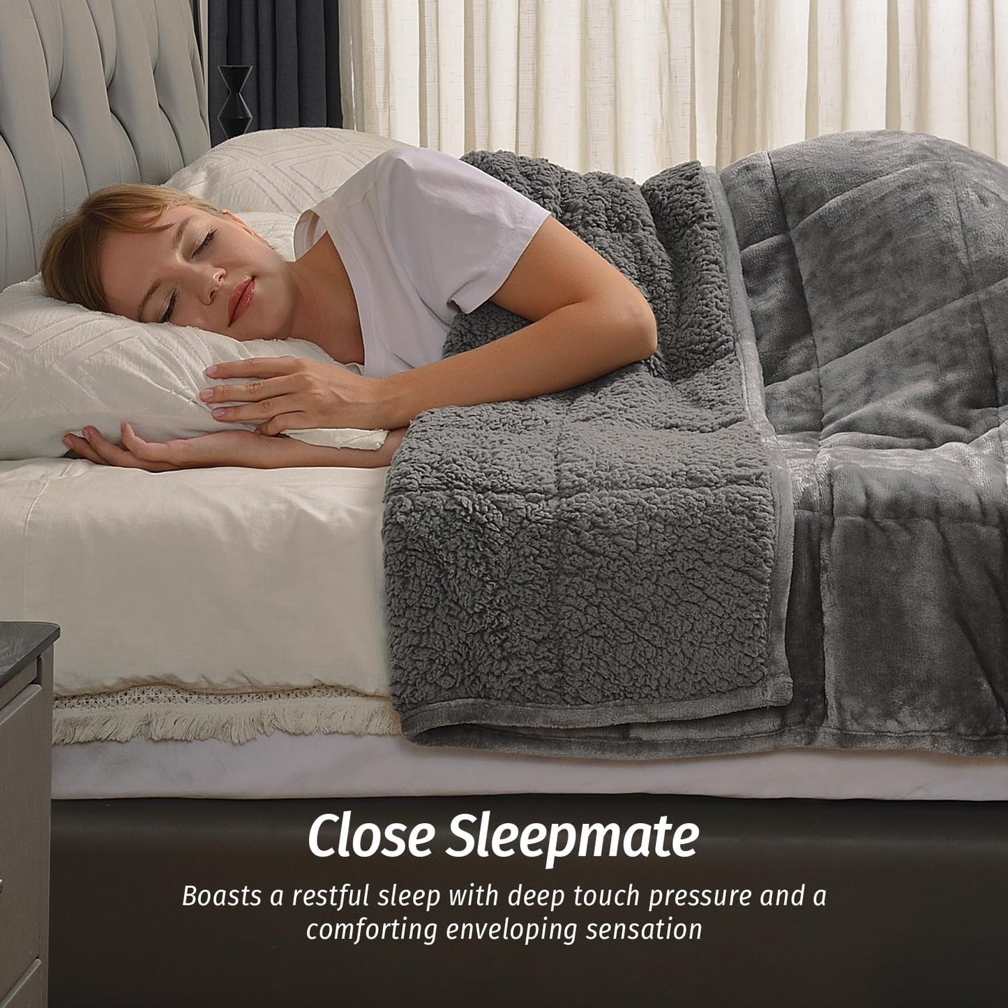 Sherpa Fleece Weighted Blanket for Adult 15 Lbs King 80"X87" Grey