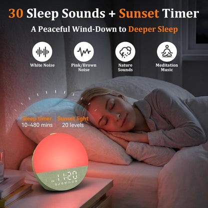 Sunrise Alarm Clock with Sound Machine, Gentle Wake up Light for Bedroom