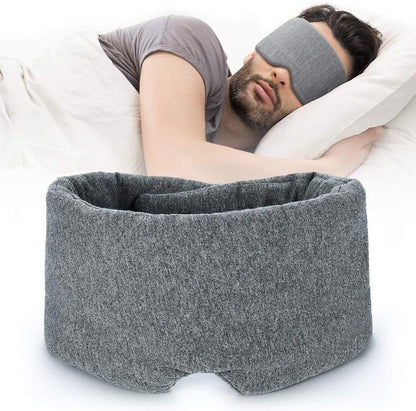 Cotton Sleep Eye Mask for Women Men - 100% Blocking Light Travel Blindfold, Soft Zero Pressure Grey Eyes Cover with Adjustable Velcro Strap for Side Sleeper Night Sleeping, Work Nap and Yoga