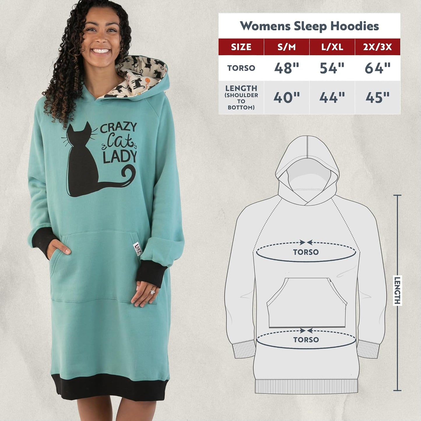 Lazyone Oversized Hoodie Sweatshirt, Comfortable Sleepwear, Sweater Dresses