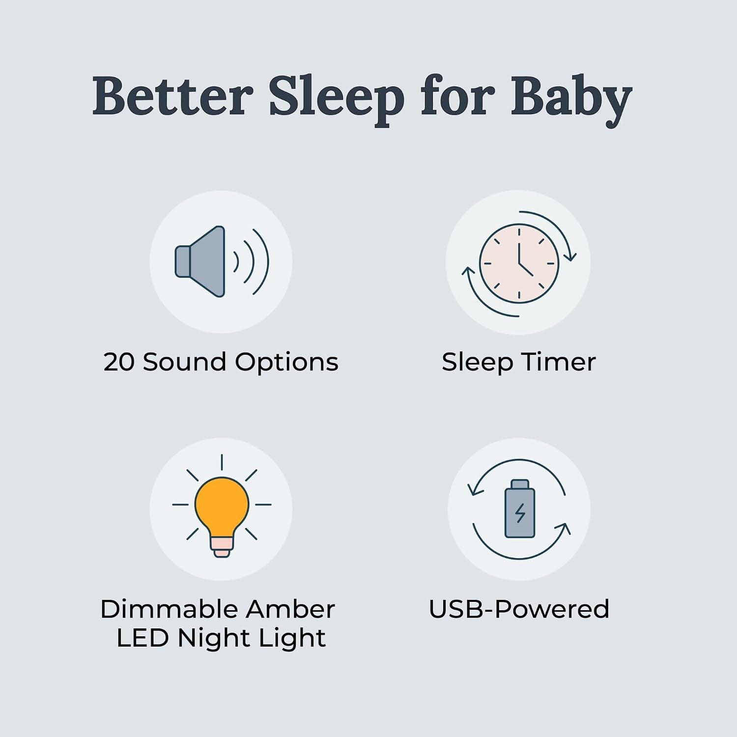 Nod White Noise Sound Machine, with Soft Night Light & Sleep Timer, 20 Sound Options Including Lullabies, Nature & Pink Noise, Sleep Aid for Baby & Adults, Noise Canceling for Office Privacy