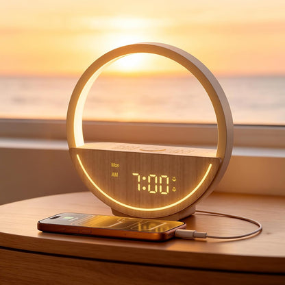 Sunrise Alarm Clock White Noise Sound Machine for Bedroom | Gentle Wake up Light with 20 Soothing Sounds Sleep Aids, Dimmable Clock, Touch Control, Timer, Dual Alarms for Heavy Sleepers